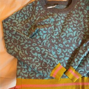 Free people leopard print crew neck sweatshirt